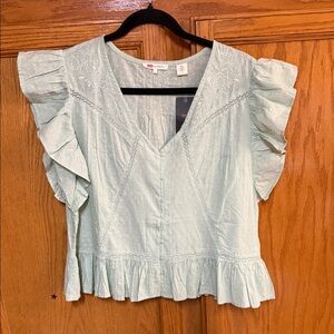 Levi's Soft Blue Ruffle Blouse